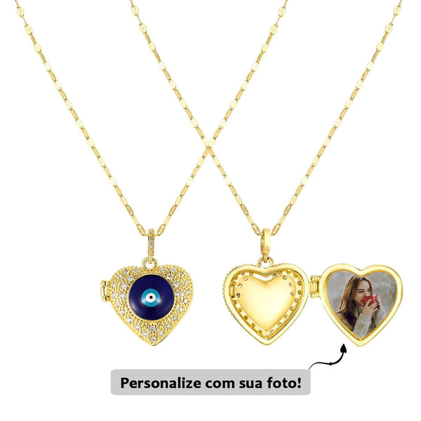 Relicário Olho Grego com Foto Personalizada