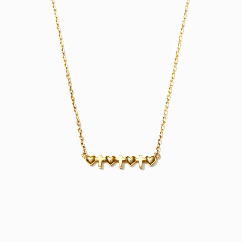 Colar Cruz & Coração - Minha Mãe, Minha Luz