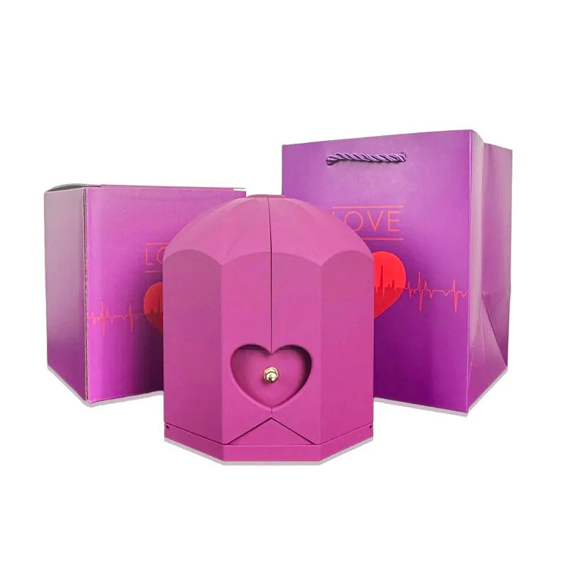 Caixa com Girassol Eterno & Colar Coração Personalizado