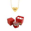 Caixa Rotativa com Rosa Eterna & Colar Coração Gravado com Nomes