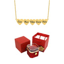 Caixa Rotativa com Rosa Eterna & Colar Coração Gravado com Nomes