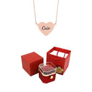 Caixa Rotativa com Rosa Eterna & Colar Coração Gravado com Nomes