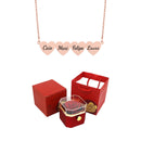 Caixa Rotativa com Rosa Eterna & Colar Coração Gravado com Nomes