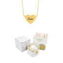 Caixa Rotativa com Rosa Eterna & Colar Coração Gravado com Nomes