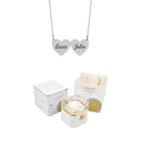 Caixa Rotativa com Rosa Eterna & Colar Coração Gravado com Nomes